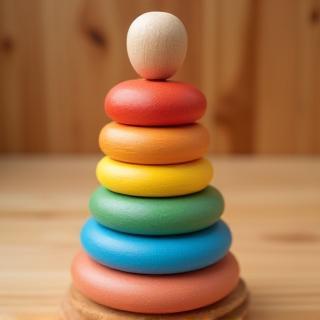 Montessori wooden stacking rings
